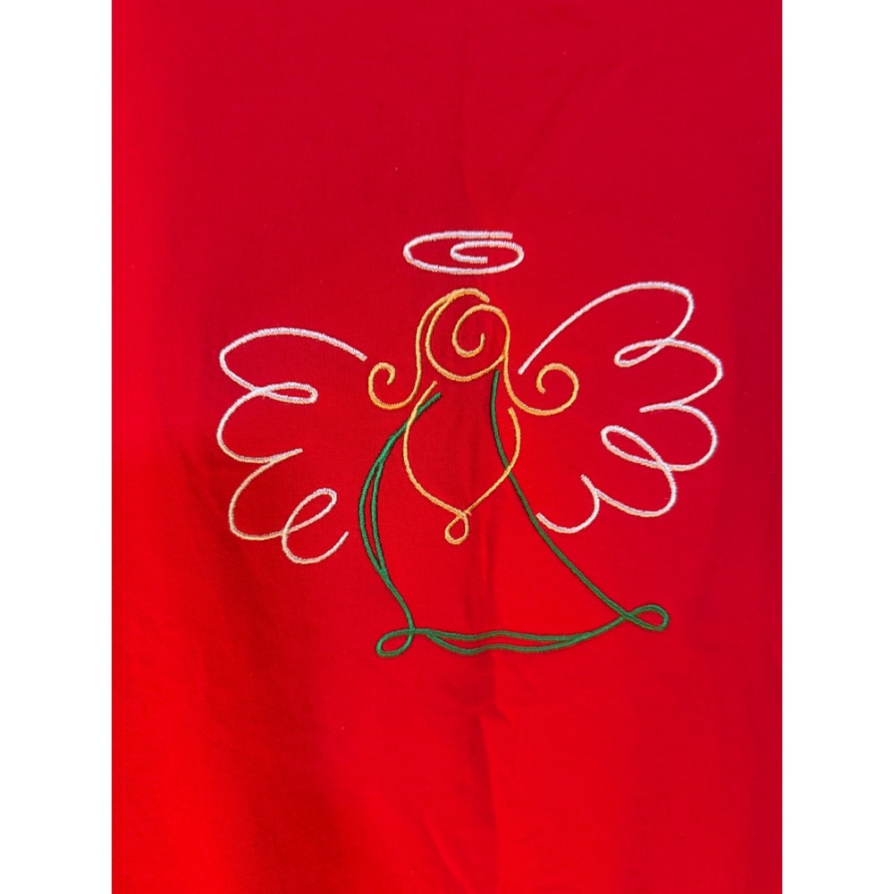 Vintage Casual Expressions Nightgown Women One Size Red Angel Embroidered Cotton - Picture 3 of 7